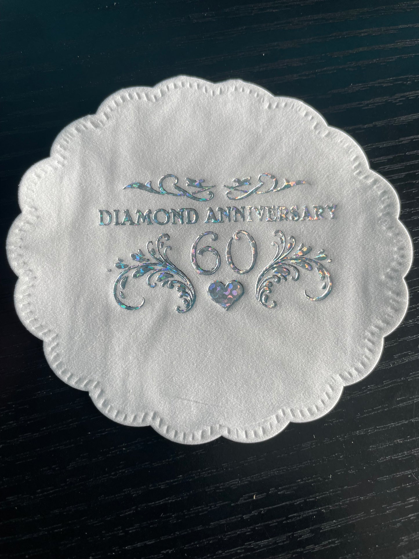 60th Diamond Wedding Anniversary multi ply Paper Drinks Coasters Pack of 25 Tableware celebration