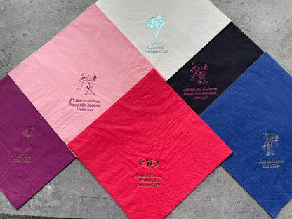 100x Personalised Quality Dinner Size Napkins (3ply 40cm)