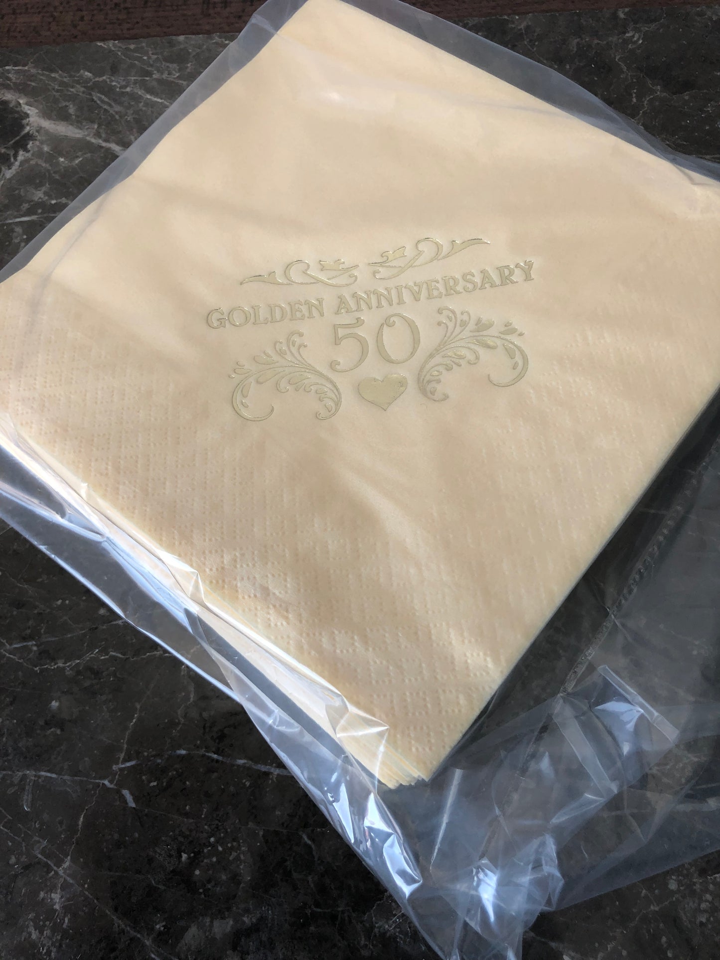 Golden Wedding Anniversary Cream Dinner Table Napkins / Serviettes 40cm 3ply Quality Pack of 15