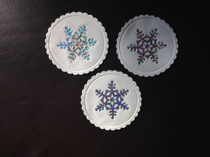Christmas sparkling snowflake paper coasters