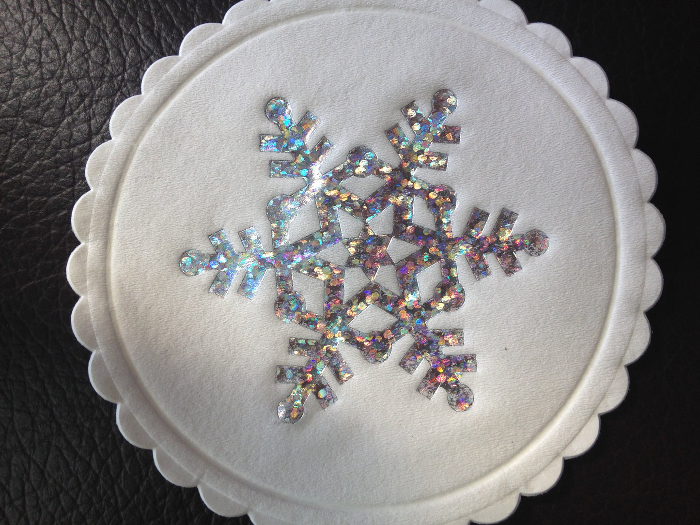 Christmas sparkling snowflake paper coasters