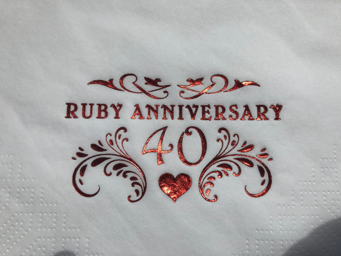 Ruby Wedding 40th Anniversary Napkins Serviettes 3ply luxury dinner napkins pack of 15