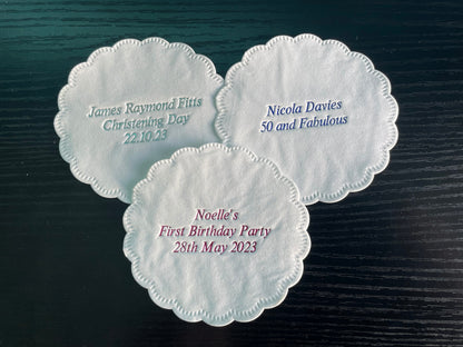 100 x Personalised Paper Drinks Coasters Wedding Anniversary Birthday Engagement Party
