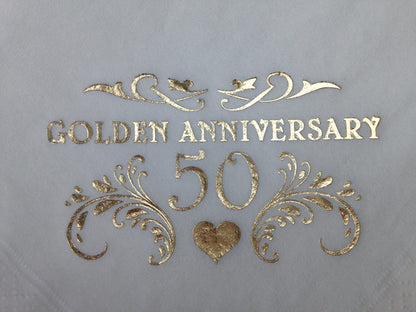 Golden Wedding Anniversary White Table Dinner Napkins Pack of 15 Quality 3ply