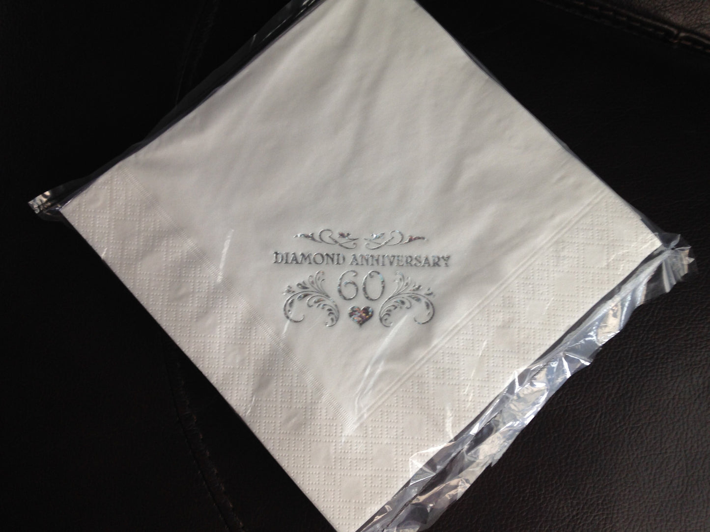 60th Diamond Anniversary Napkins Party Tableware Pack of 15 x 3ply soft Dinner Napkins