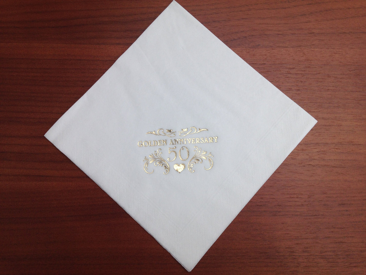 Golden Wedding Anniversary White Table Dinner Napkins Pack of 15 Quality 3ply