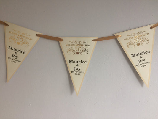 Personalised 50th Golden Wedding Anniversary Bunting Banner Party Decoration