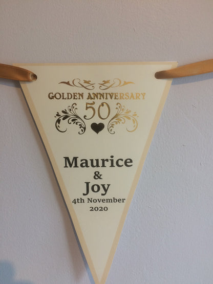 Personalised 50th Golden Wedding Anniversary Bunting Banner Party Decoration