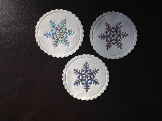 pack 25 Sparkling Snowflake Christmas Design Multi - Ply Paper Drinks Coasters