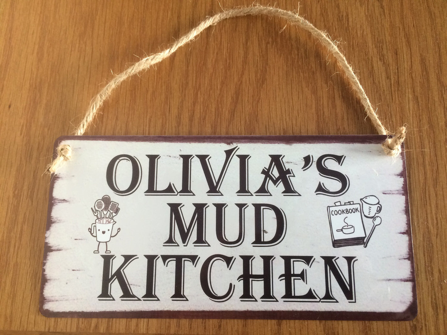 Personalised Mud Kitchen Sign Shabby Chic style fun gift for kids playing
