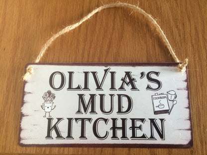 Personalised Mud Kitchen Sign Shabby Chic style fun gift for kids playing