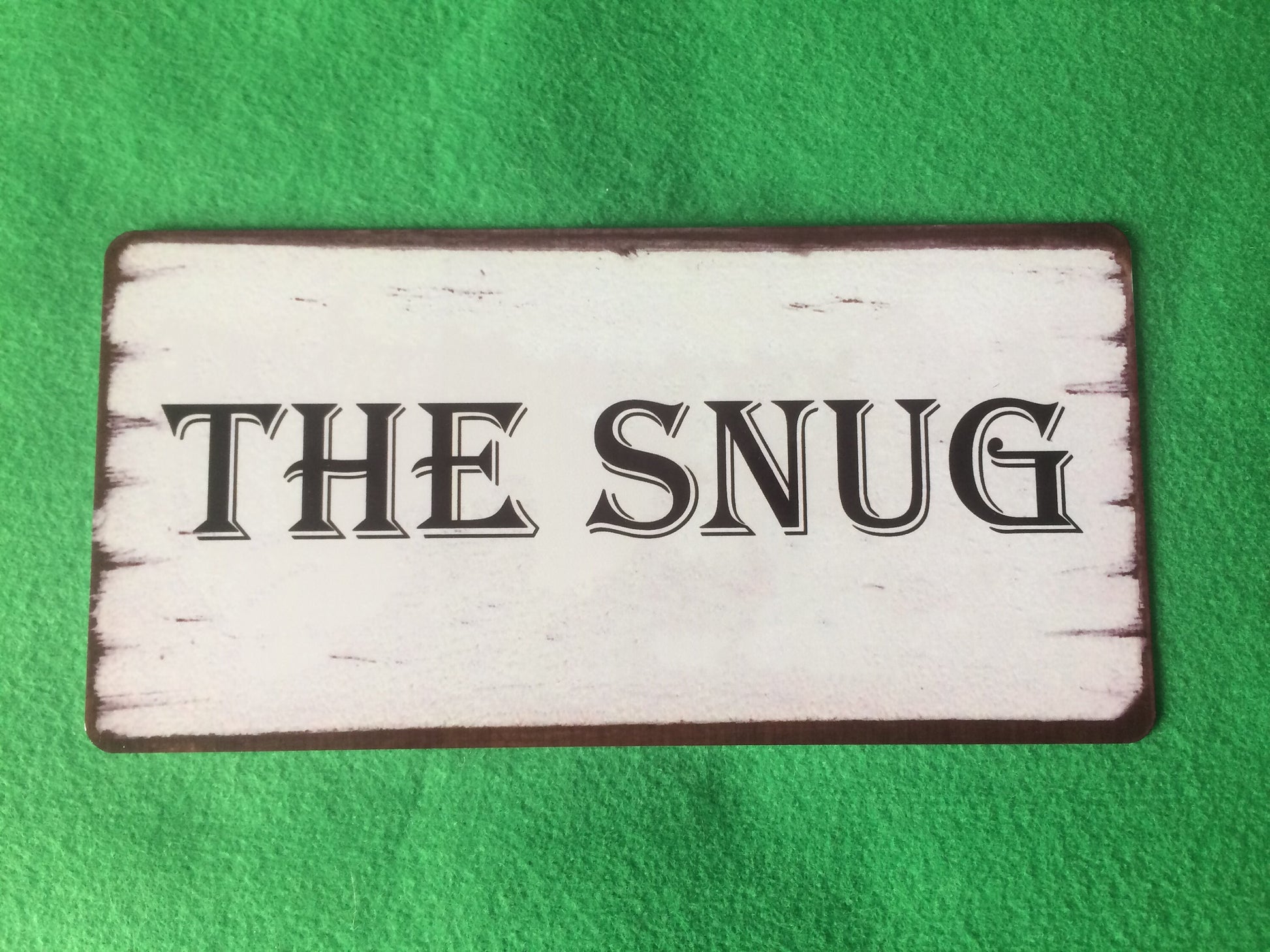The Snug metal sign / plaque Shabby Chic style, indoor or outside