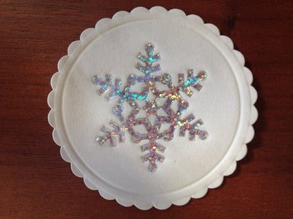 pack 25 Sparkling Snowflake Christmas Design Multi - Ply Paper Drinks Coasters
