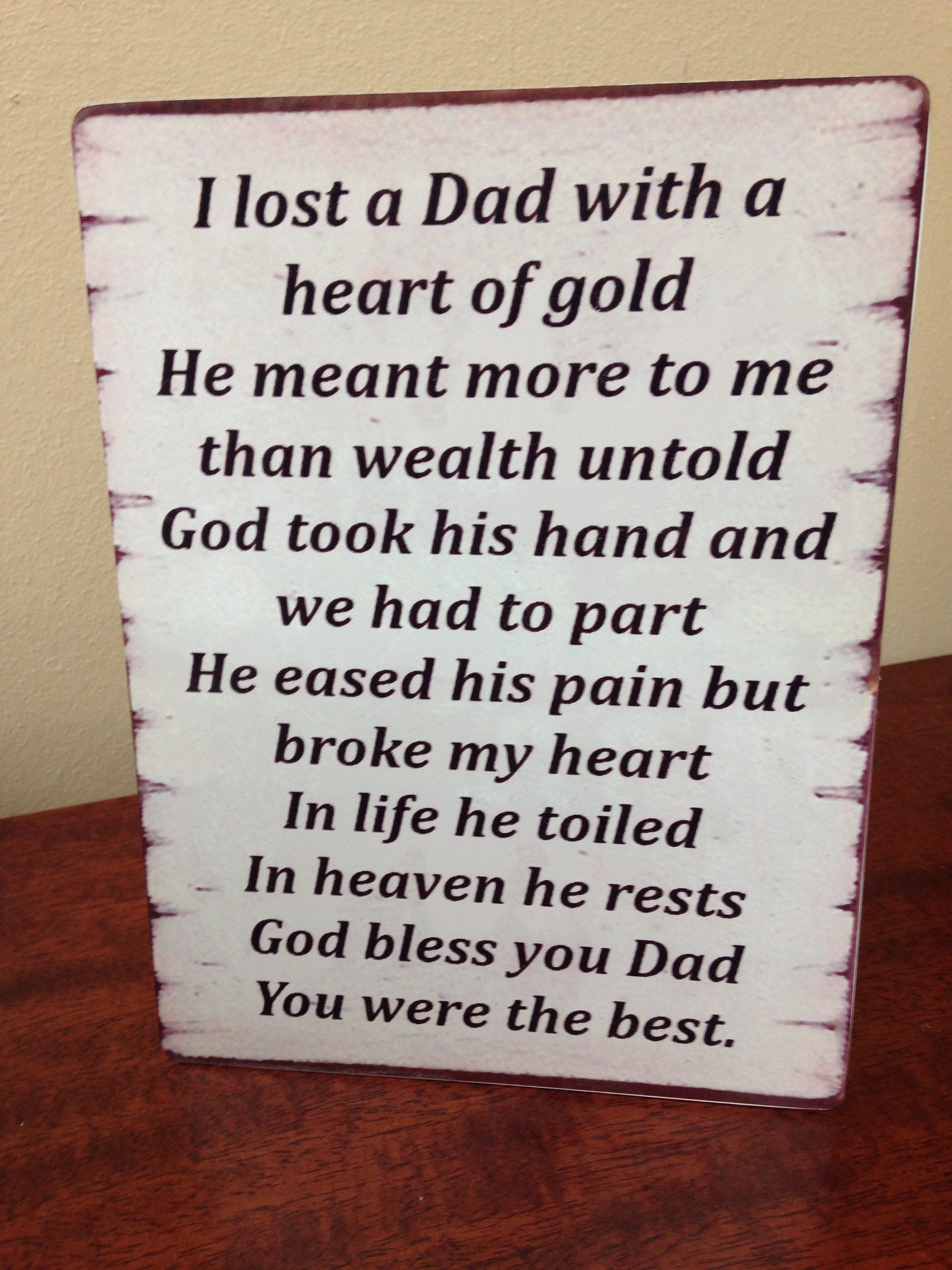In Memory of Dad Poem Sign / Plaque Remember Happy Thoughts