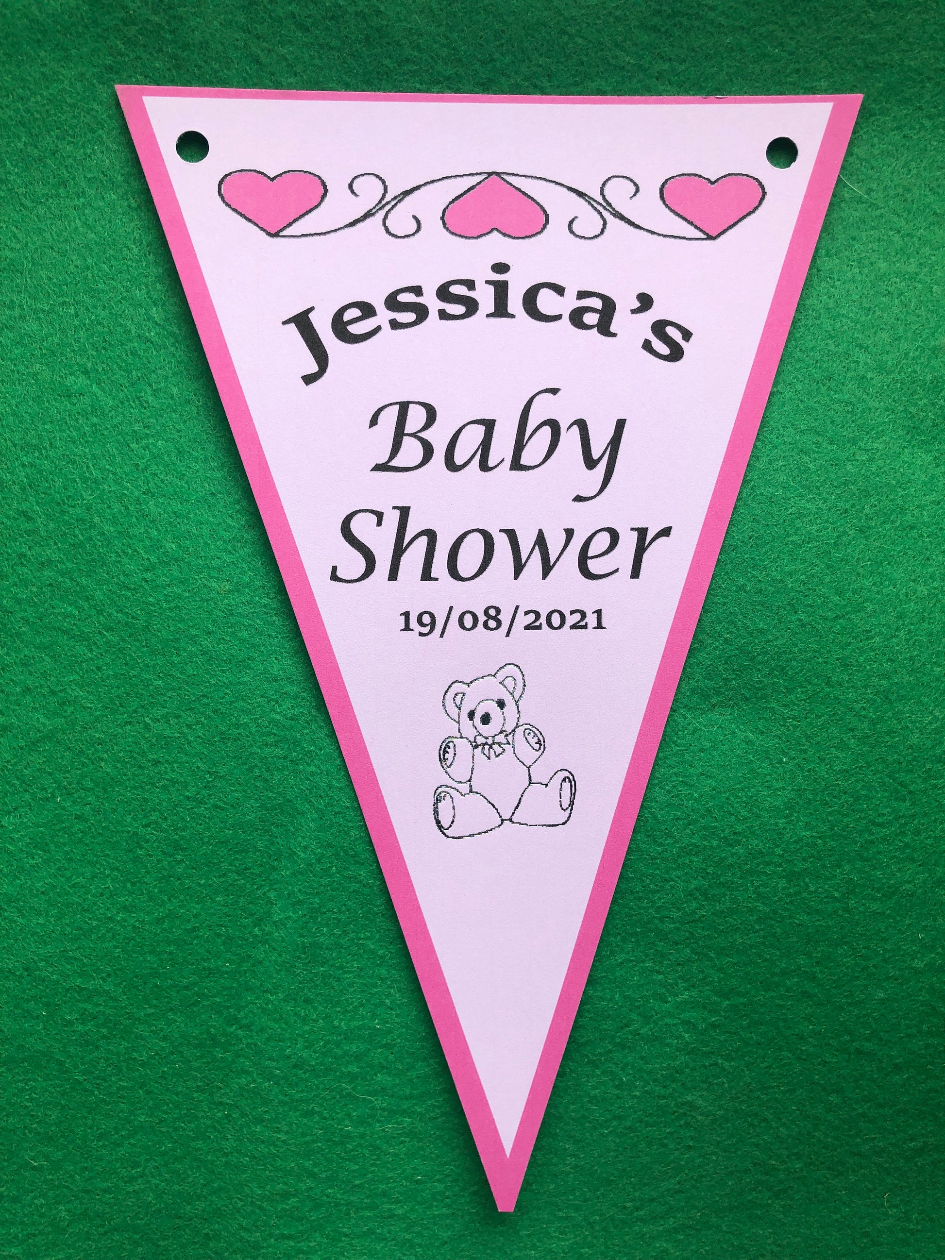 Baby Shower Bunting Flags 10 flags Personalised Garlands