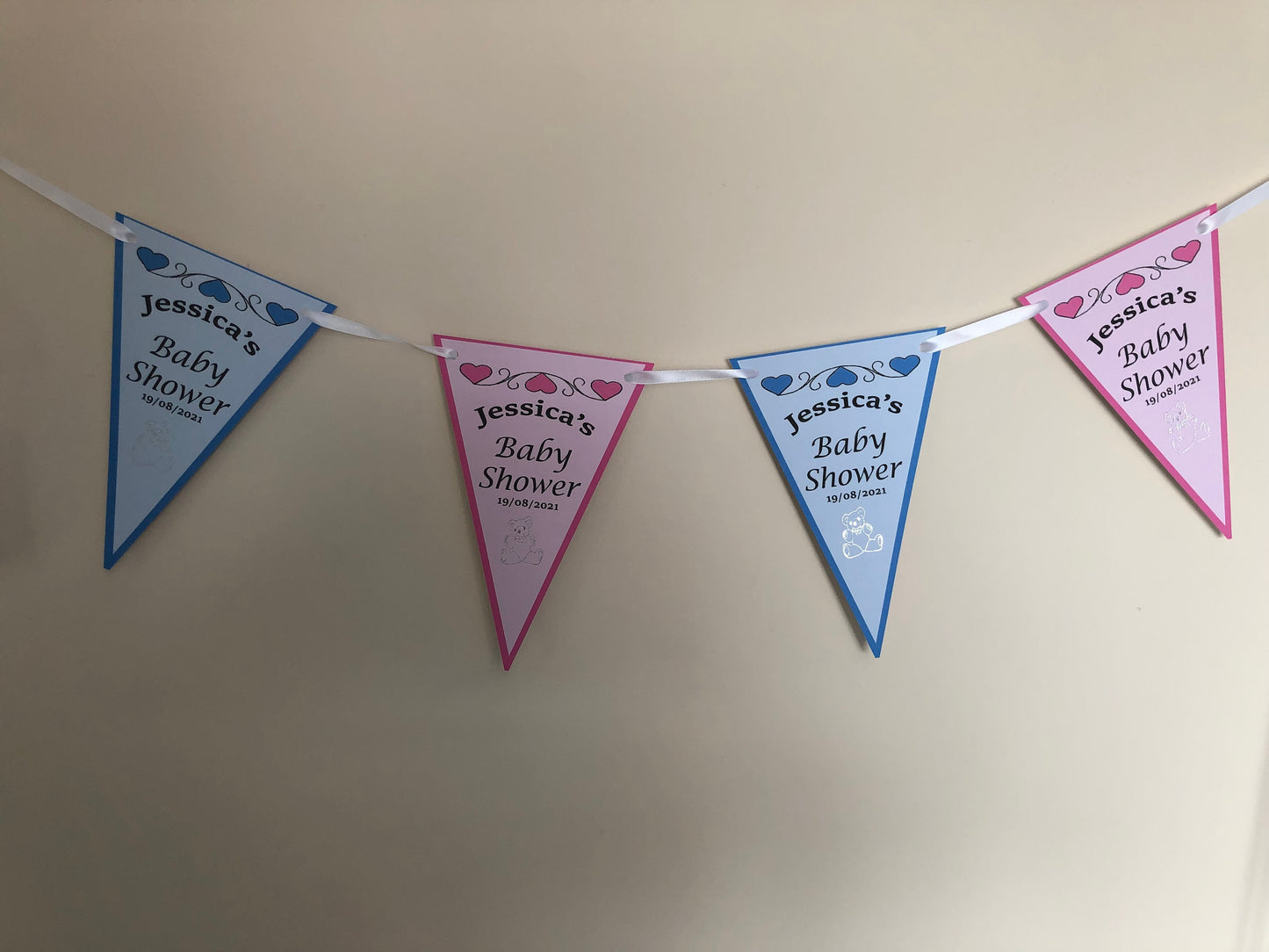 Baby Shower Bunting Flags 10 flags Personalised Garlands