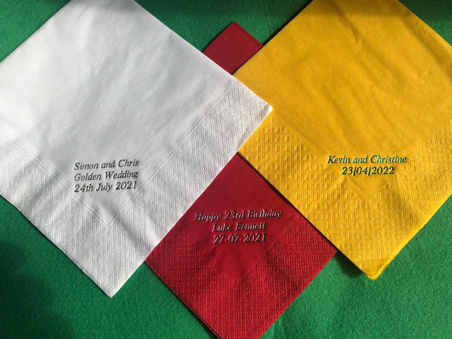 50 x Personalised Text only 2ply Buffet 33cm napkins / Serviettes. Celebration, Party, Corporate, Birthday, anniversary