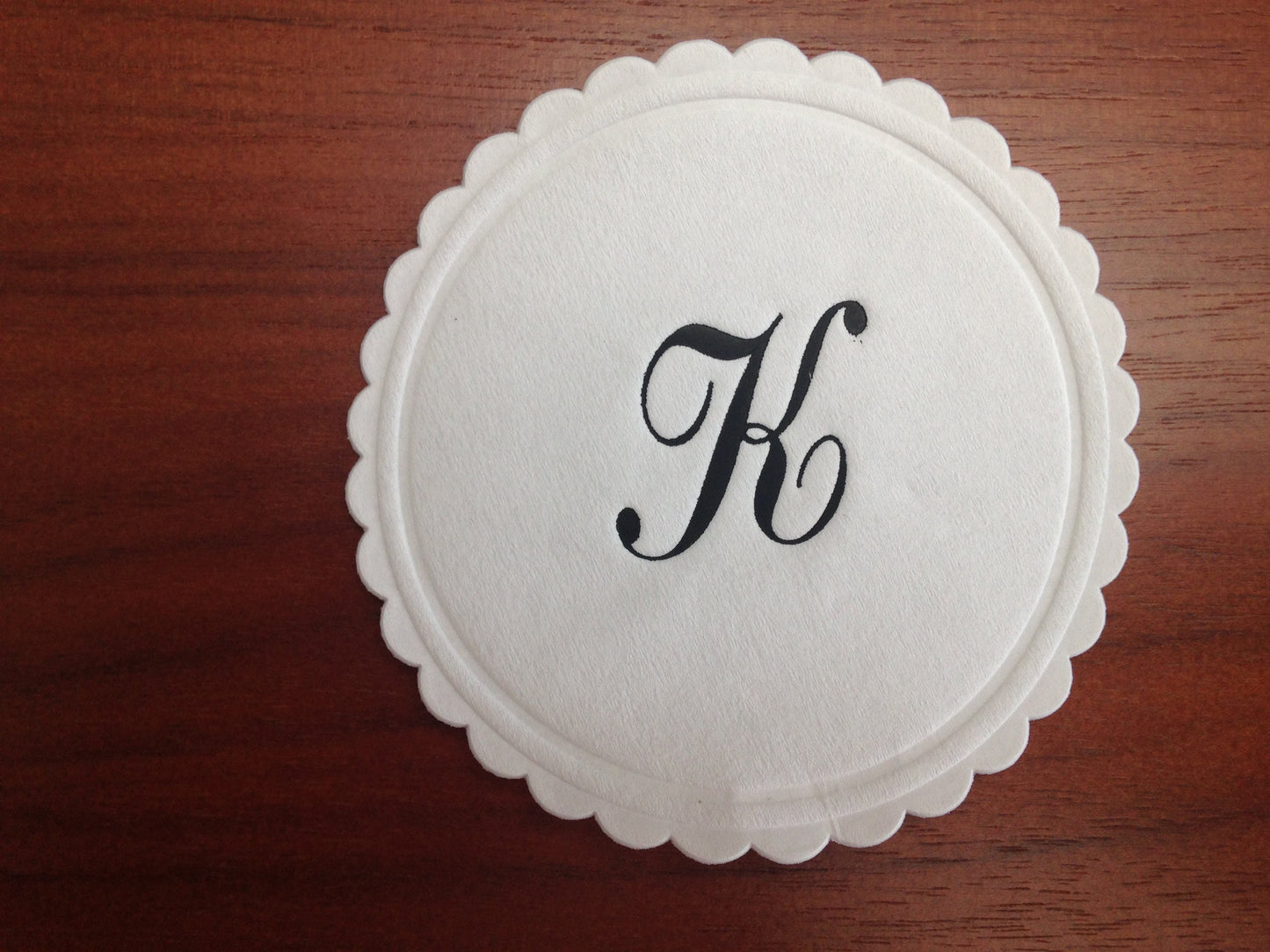 Monogram coasters multi ply paper tissue. personal tableware decoration for drinks bar Pack of 50