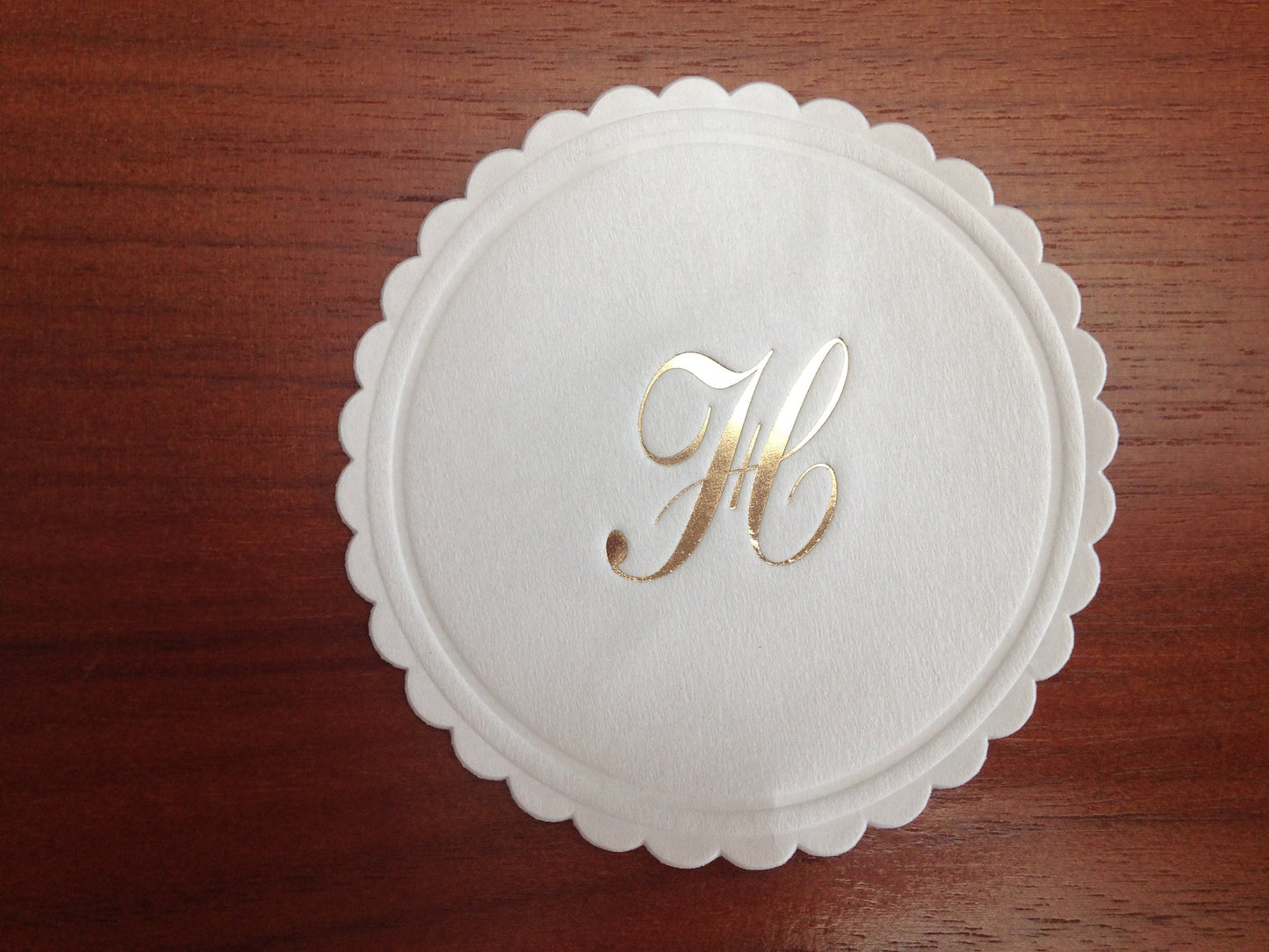 Monogram coasters multi ply paper tissue. personal tableware decoration for drinks bar Pack of 50