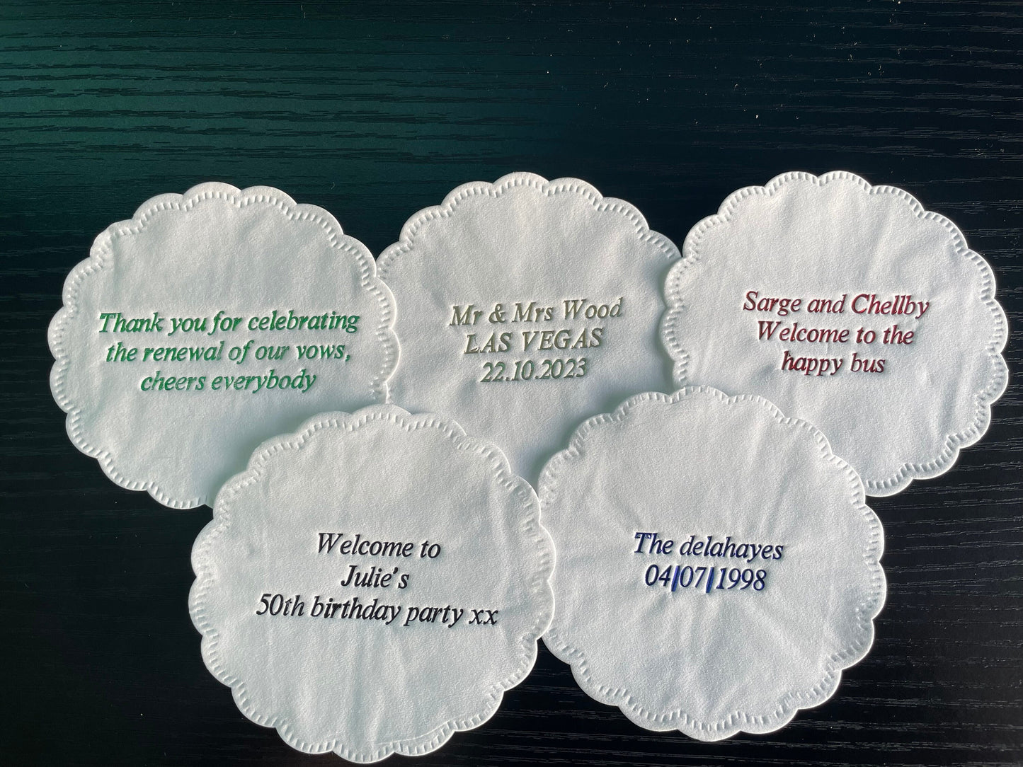 50 Personalised coasters multi ply paper Bar Beer Garden home pub party anniversary