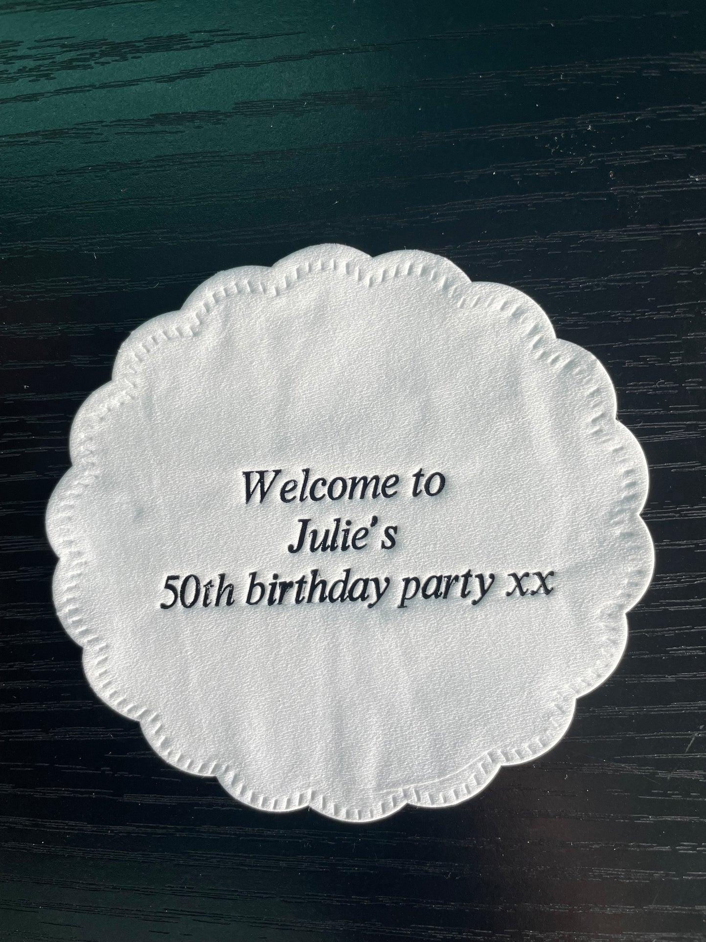 50 Personalised coasters multi ply paper Bar Beer Garden home pub party anniversary