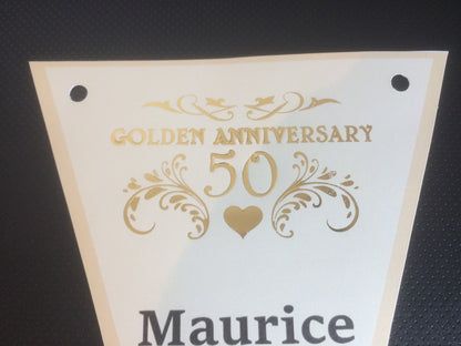 Personalised 50th Golden Wedding Anniversary Bunting Banner Party Decoration