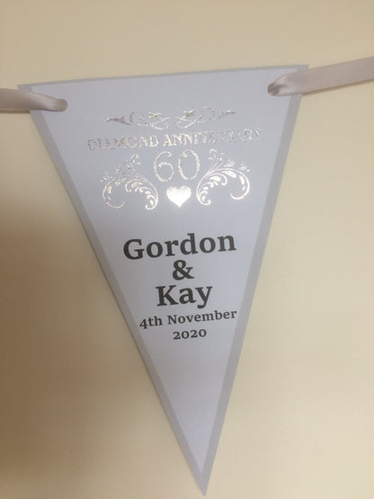 Personalised 60th Diamond Anniversary Bunting flags